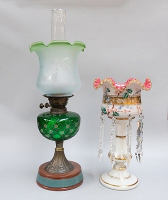 Lot 197 - An Early 20th Century Oil Lamp, with enameled...