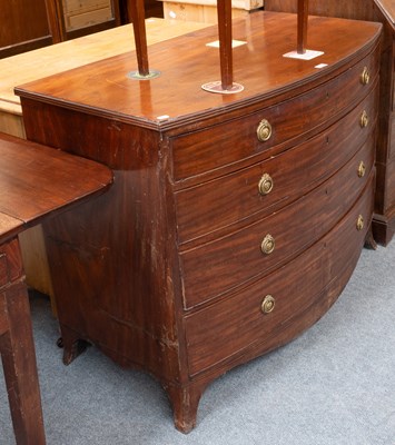 Lot 1329 - A George III Mahogany Chest of Drawers, bow...