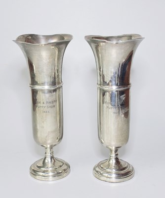 Lot 92 - A Pair of George V Silver Vases, by Walker and...
