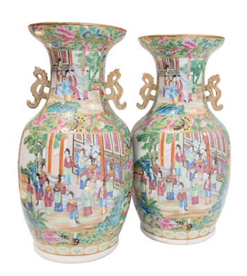 Lot 64 - A Pair of Cantonese Porcelain Vases, mid 19th...