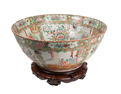 Lot 62 - A Cantonese Porcelain Punch Bowl, late Qing...