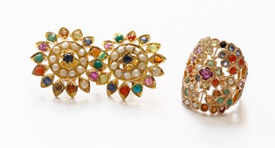Lot 60 - A Multi-Gem Set Ring, finger size N1/2; and A...