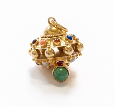 Lot 103 - A Multi-Gem Set Pendant, set with round coral...