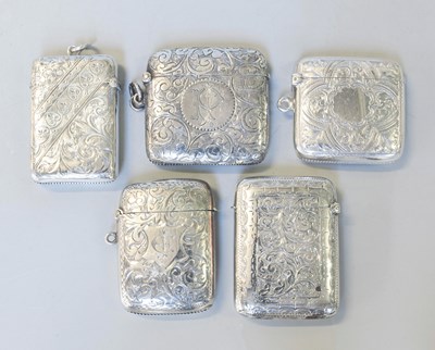Lot 85 - Five Various Silver Vesta-Cases, each oblong...