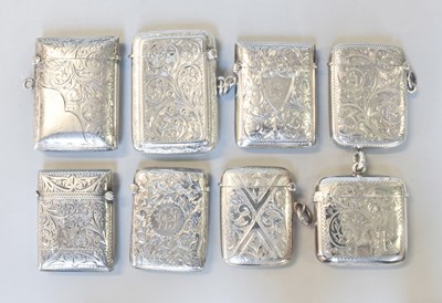 Lot 87 - Eight Various Silver Vesta-Cases, each oblong...
