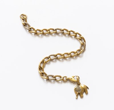 Lot 84 - A Fancy Link Bracelet, suspending a cubic...