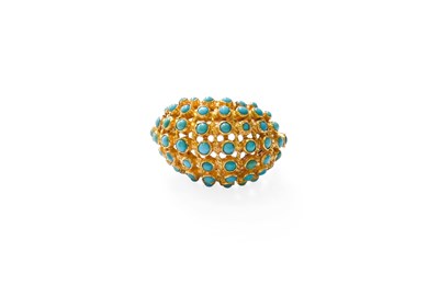 Lot 99 - A Turquoise Bombé Ring, finger size J
