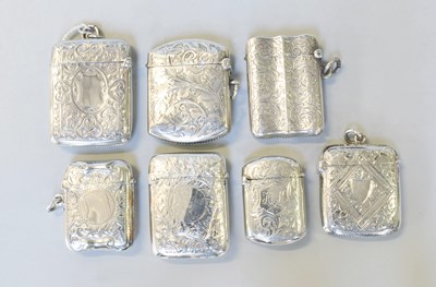 Lot 92 - Seven Various Silver Vesta-Cases, each oblong...