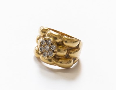 Lot 88 - A Cubic Zirconia Cluster Ring, of brick design,...