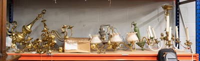 Lot 1382 - A Brass Six Light Branch Electrolier with...