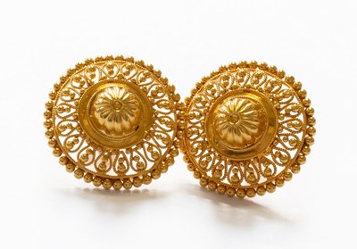 Lot 90 - A Pair of Earrings, the domed centre within a...