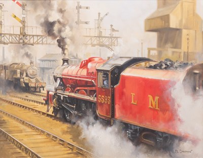 Lot 1062 - John Lewis Chapman (b. 1946) Red steam engine...