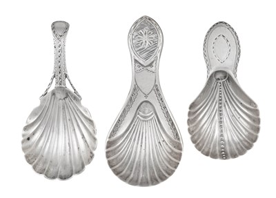 Lot 12 - Three George III Silver Caddy-Spoons, Two by...