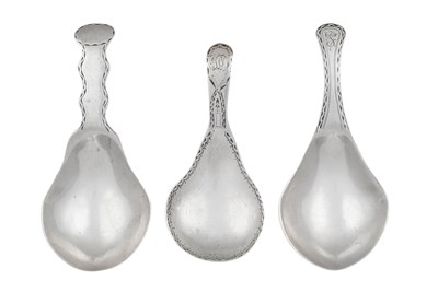 Lot 14 - Three George III Silver Caddy-Spoons, by...