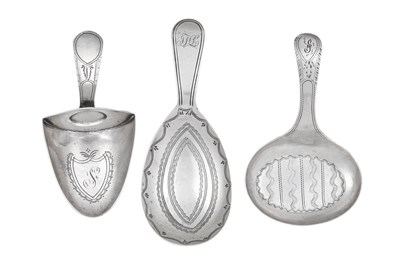 Lot 41 - Three George III Silver Caddy-Spoons, Two by...