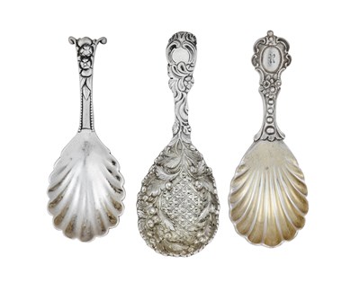 Lot 37 - Three Various Victorian Silver Caddy-Spoons,...