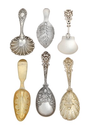 Lot 36 - Six Various Silver Caddy-Spoons, variously...
