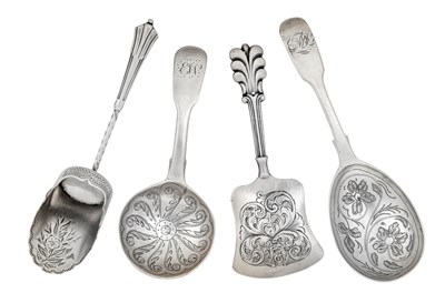 Lot 42 - Four Various Victorian Silver Caddy-Spoons,...