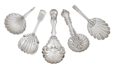 Lot 19 - Five Various Silver Caddy-Spoons, Differing...