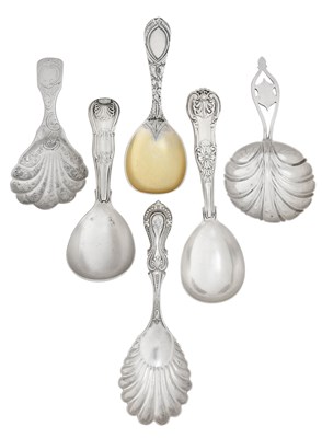 Lot 33 - Six Various Silver Caddy-Spoons, London, 1855,...