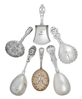 Lot 30 - Six Various Victorian Silver Caddy-Spoons,...