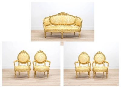 Lot 510 - A Late 19th Century Gilt and Gesso Five Piece...
