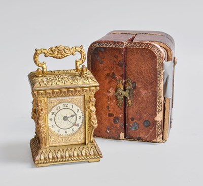 Lot 216 - A French Gilt Metal Carriage Timepiece, early...