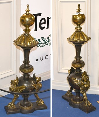 Lot 1339 - A Pair of Reproduction Brass and Parttinated...