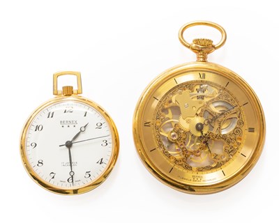 Lot 6 - A Skeletonised Dial Bernex Plated Open Faced...