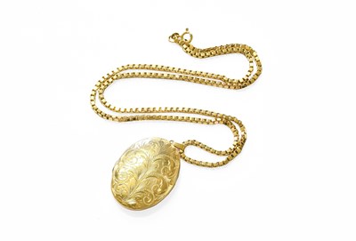 Lot 153 - A 9 Carat Gold Locket on Chain, the oval...