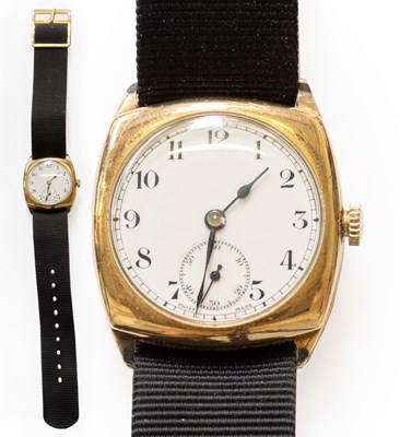 Lot 22 - A 9 Carat Gold Cushion Shaped Enamel Dial...