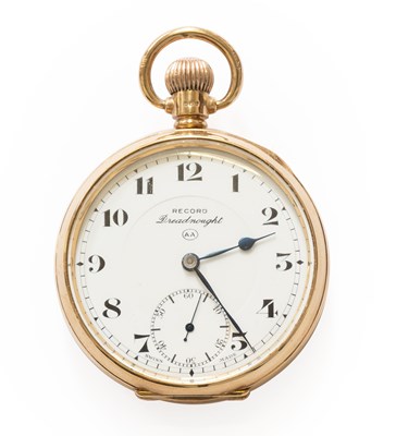 Lot 23 - A 9 Carat Gold Open Faced Record Dreadnought...