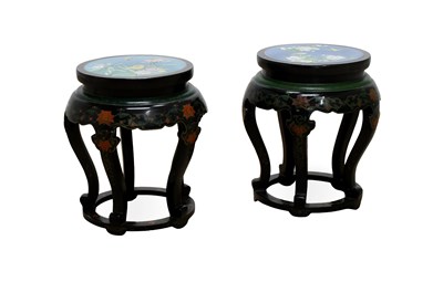 Lot 101 - A Pair of Chinese Black Lacquer and Cloisonne...