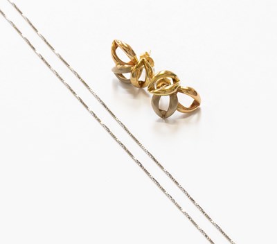 Lot 59 - A Pair of 18 Carat Gold Tri-Coloured Earrings,...