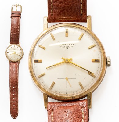 Lot 5 - A 9 Carat Gold Longines Wristwatch, manual...