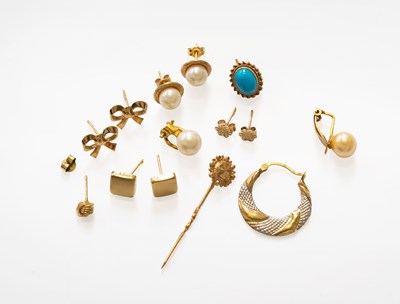 Lot 185 - Four Pairs of Earrings and Five Odd Earrings,...