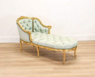 Lot 358 - A French Louis XV Style Gilt and Gesso Day Bed,...