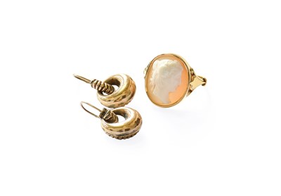 Lot 168 - A Cameo Ring, finger size Q1/2; and A Pair of...