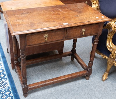 Lot 1330 - A 19th Century Oak Two Drawer Side Table, 88cm...