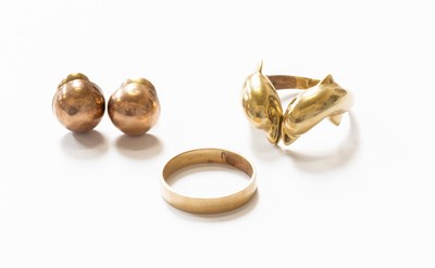 Lot 110 - A Pair of Earrings, of polished dome form,...