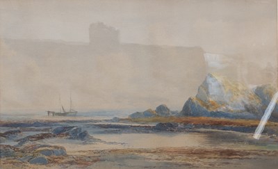 Lot 1077 - Lester Sutcliffe (1848-1933) Rocky beach view...