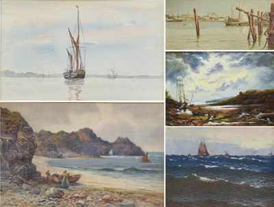 Lot 1120 - Arthur Netherwood (1864-1930) View of a beach...