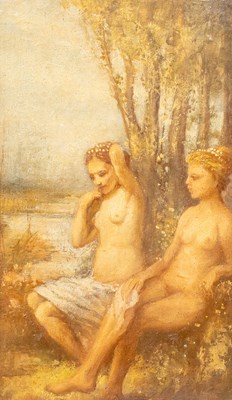Lot 1062 - A. Moore (19th Century) Nymphs resting in a...