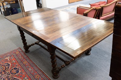 Lot 1341 - A 1920s Oak Draw Leaf Dining Table, with...