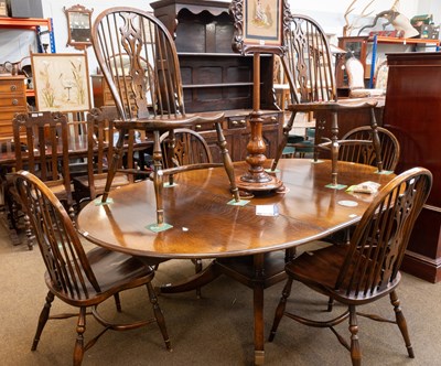 Lot 1293 - A Reproduction Oak Pedestal Dining Table, with...