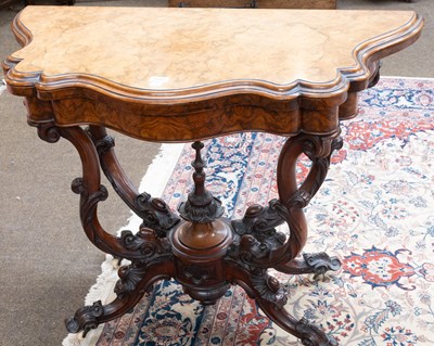 Lot 1251 - A Victorian Burr Walnut Fold Over Card Table,...