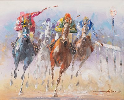 Lot 1108 - AY* British School (20th Century) Racehorses...