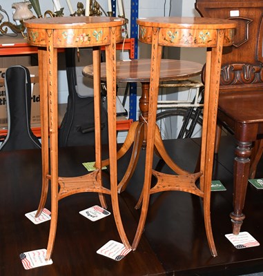 Lot 1373 - A Pair of Sheraton Revival Painted Satinwood...