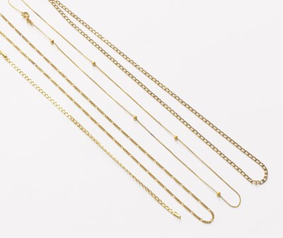 Lot 68 - Four 9 Carat Gold Chains, of varying designs...