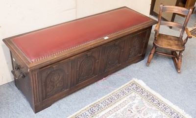 Lot 1354 - A 20th Century Oak Blanket Box, with four...